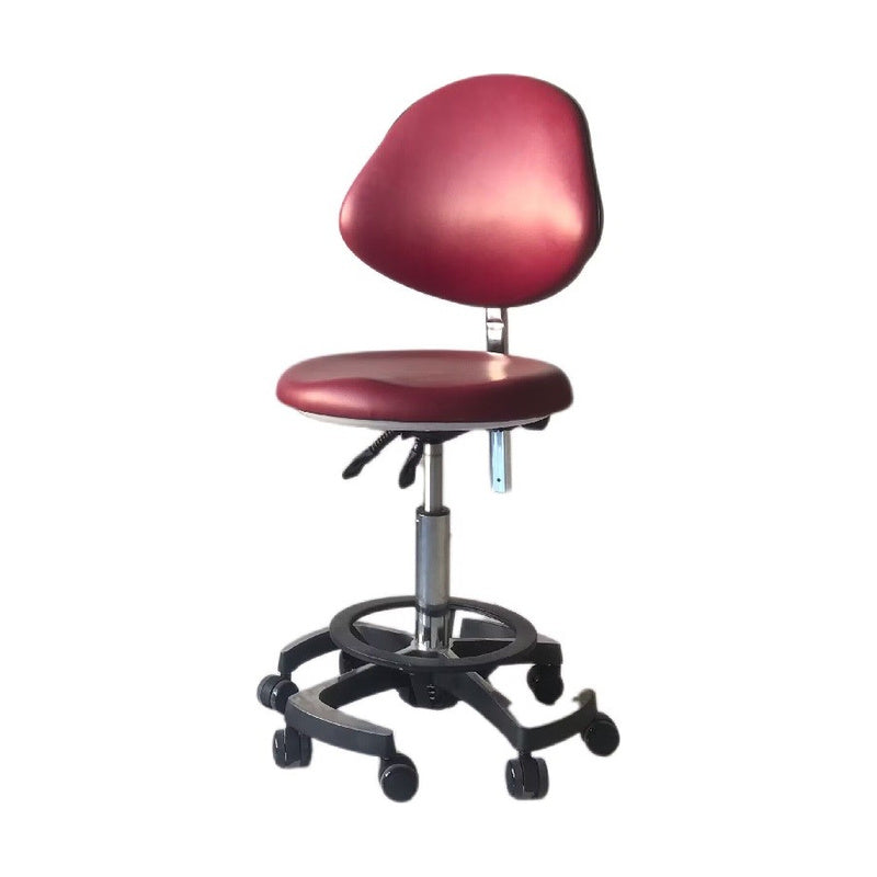 DTL-ZY-56 shell backrest stool in burgundy upholstery, three-quarter front view