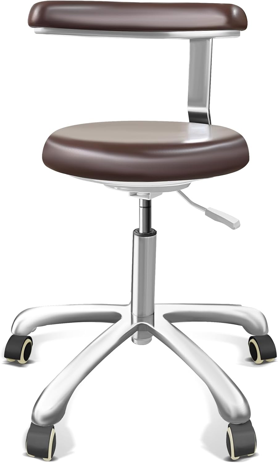 Medical Stool on Wheels with 360 Degree Swivel Armrests, Height Adjustable PU Leather Stool, Salon, Shop, Home and Dental Assistant Chair, Black