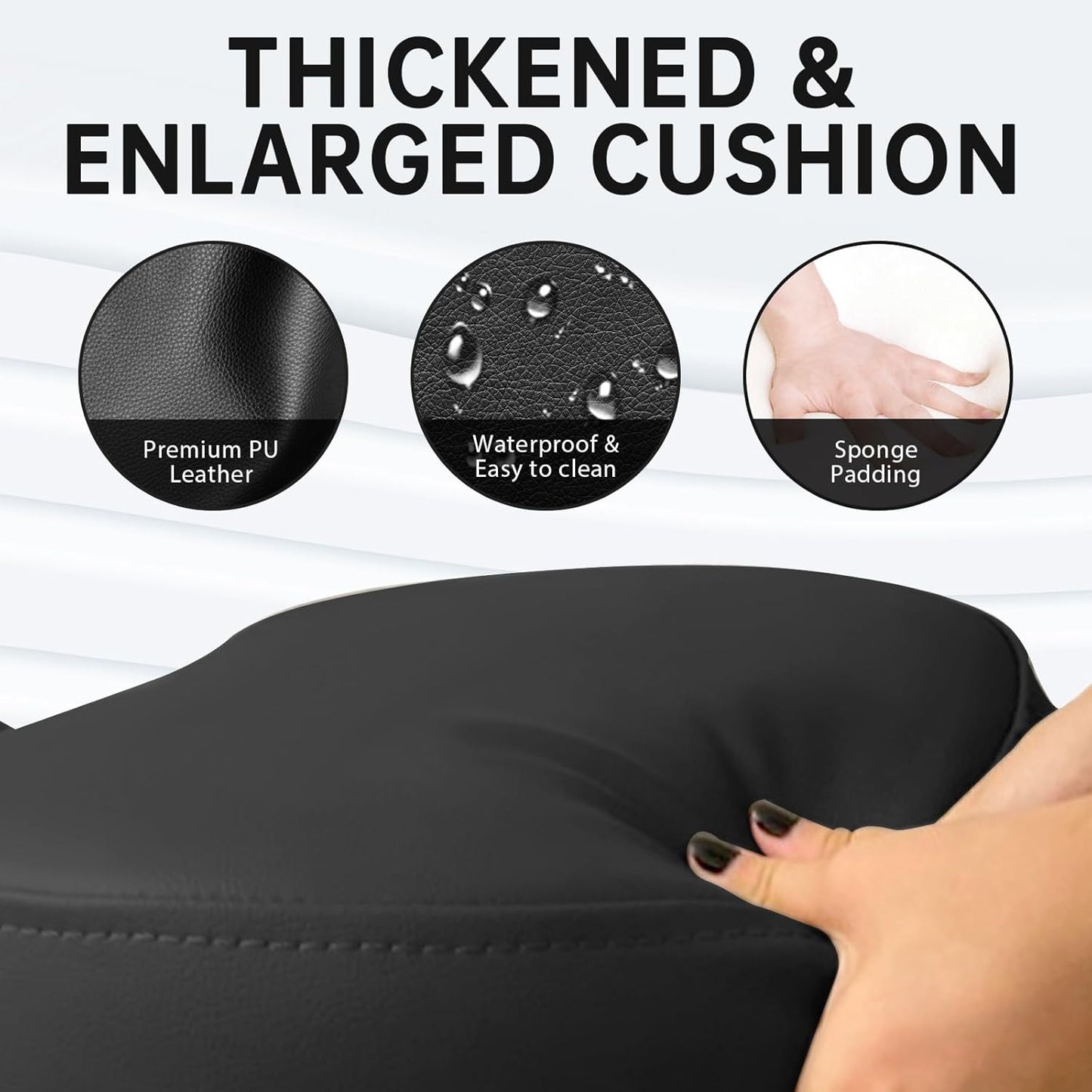 PU Leather Ergonomic Kneeling Chair, Adjustable Home and Office Stool with Thick Pads and Flexible Lockable Brake Wheels for Back Pain Relief(Black)