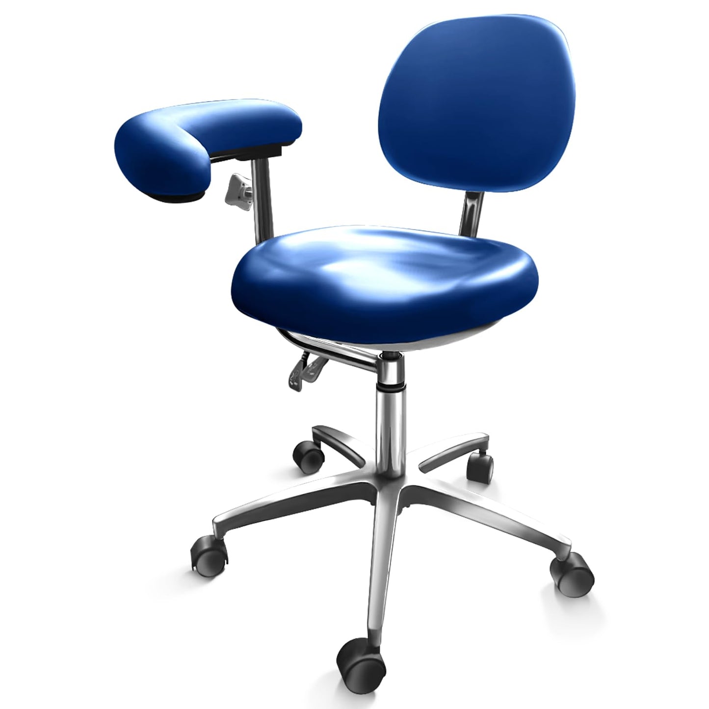 Dental Assistant Chair PU Leather with Swivel Armrests, Rolling Dental Chair, Ergonomic Swivel Dentist's Stool with Backrest for Clinics, Tattoo, Home and Laboratory - Black