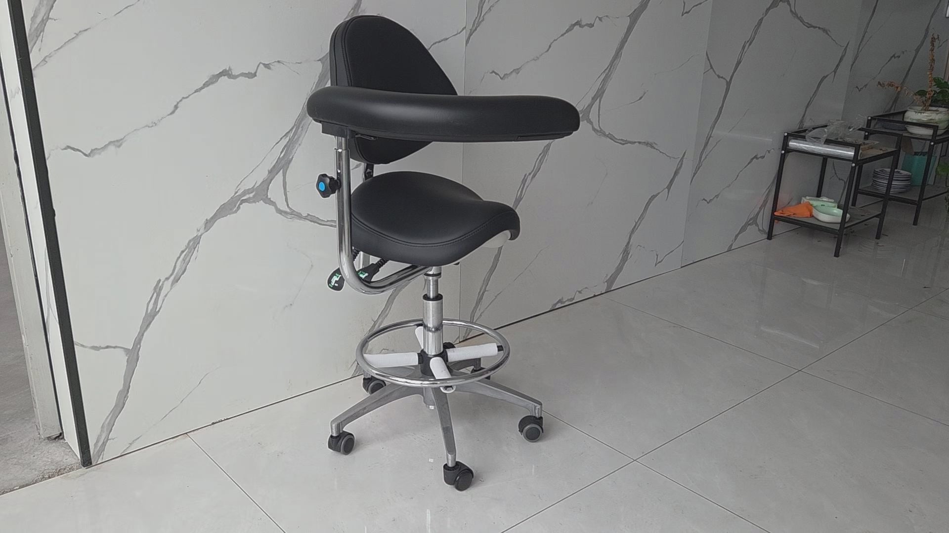 DTL-ZY-18 shell backrest saddle seat surgeon's stool product video