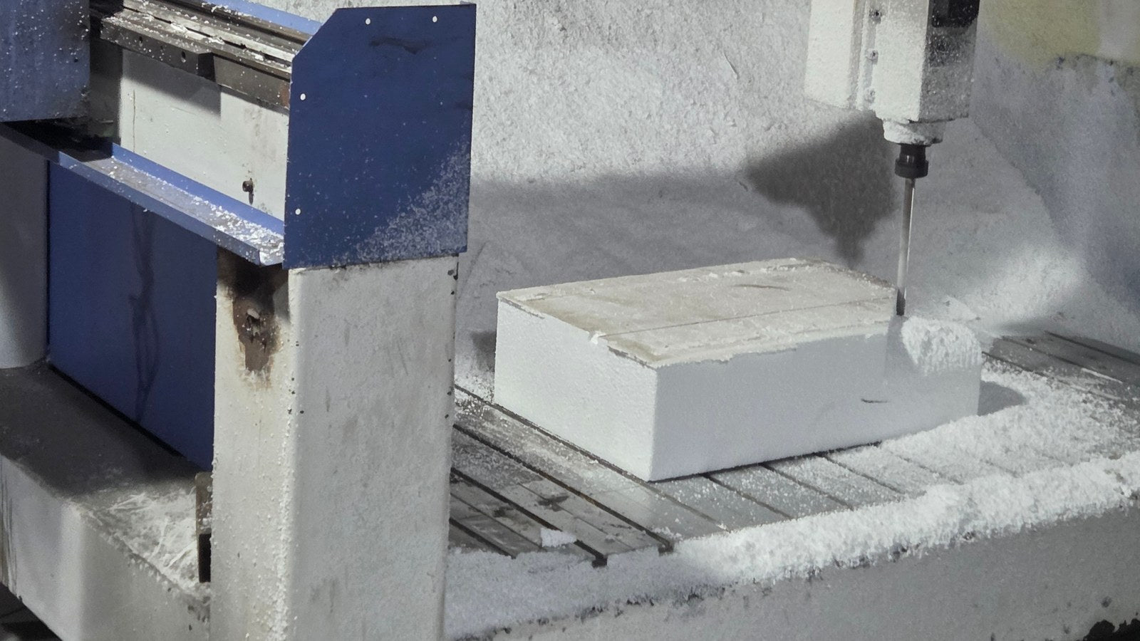 CNC shaping a foam block